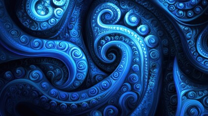 Poster - Textural blue neon designs emphasizing modern artistry.