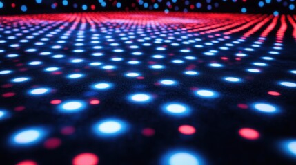 Poster - Texture-based red and blue dots creating a unique glowing surface design.