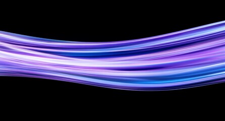 Poster - Abstract flowing waves in shades of purple and blue on a black background.