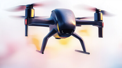 Poster - Modern drone flying with rotating blades in motion blur