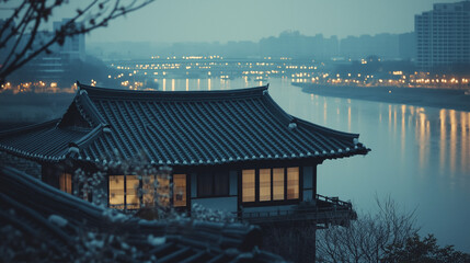 Wall Mural - Hanok, Korean traditional house, temple, travel, Seoul landscape