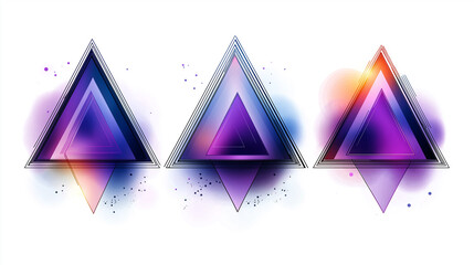 Wall Mural - Glowing neon triangles creating colorful abstract background