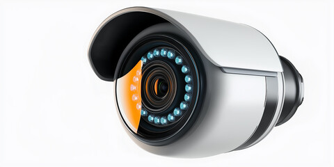 Poster - Modern security camera monitoring with infrared illumination on white background