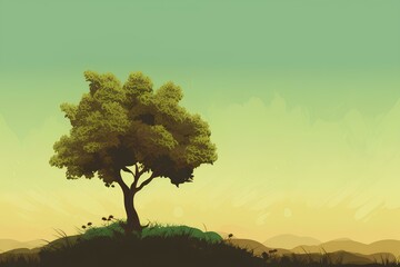 Wall Mural - tree on a hill