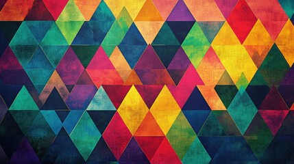 Aufkleber - Mosaic inspired pattern of colorful triangles creates an artistic display perfect for vibrant decor and design elements. Generative AI