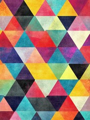 Aufkleber - Vibrant triangular mosaic pattern showcasing diverse colors and shapes in a harmonious design. Generative AI