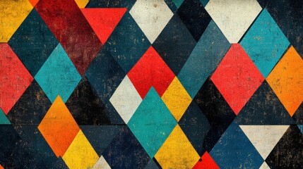 Poster - vibrant mosaic inspired pattern featuring colorful triangles in a modern design. generative ai
