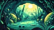 © chesleatsz - A Lush, Enchanting Forest Clearing with a Bright Sun and Strange Plant Life