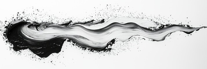 Wall Mural - Abstract black and white swirl with dynamic movement and texture.