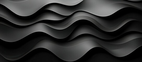 Poster - Abstract black waves create a fluid, modern texture suitable for backgrounds or design elements.