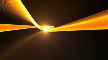 Poster - Abstract Flowing Light Waves in Warm Yellow and Black Color Palette