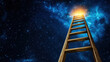 © Wonderful Studio - Burnout Recovery Mental Health Awareness A ladder reaching towards a bright light in a starry night sky.