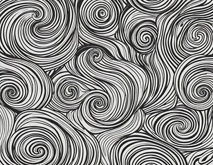 Poster - Abstract Swirling Black And White Line Art Design