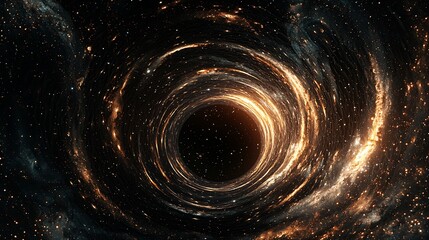 Wall Mural - A dark tunnel of space with swirling stars stretching endlessly forward.