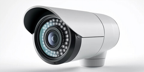Poster - Modern security camera observing with infrared leds on white background