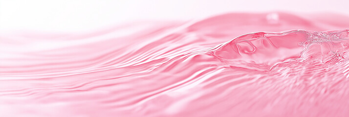 Leinwandbilder - Pink gelatine creates soft wavy texture with bubble
