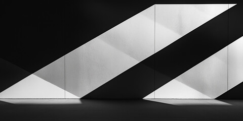 Leinwandbilder - Diagonal light beams creating geometric shadows on modern building facade