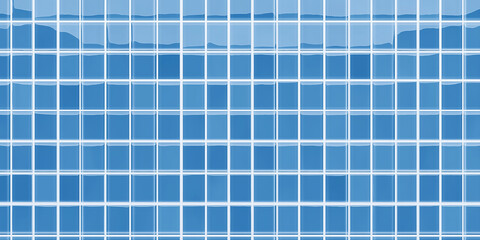 Poster - Blue glass mosaic tiles forming repeating geometric pattern