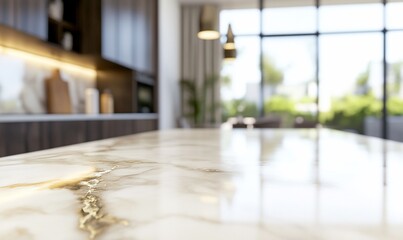Poster - A modern kitchen countertop with a sleek design and natural light.