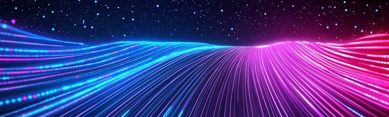 Poster - Futuristic stream of data flowing under starry sky