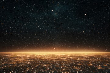 Wall Mural - A glowing, infinite starry sky with shimmering stars fading into the distance.