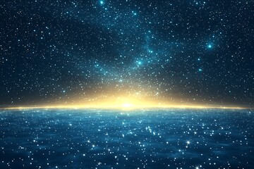 Wall Mural - a glowing, infinite starry sky with shimmering stars fading into the distance.