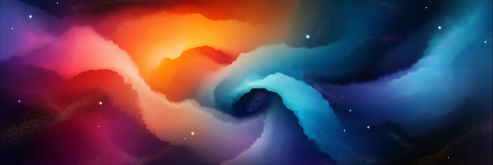 Aufkleber - Colorful nebula cloudscape with bright stars shining through interstellar dust