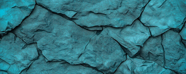 Poster - Turquoise rock wall forming a natural stone background