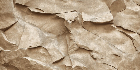 Poster - Beige rock face forming a natural stone wall background