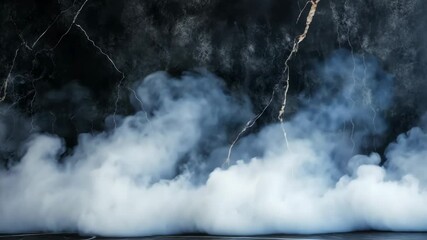 Poster - Dramatic White Smoke Clouds Emanating Against Dark Background with Soft Lighting