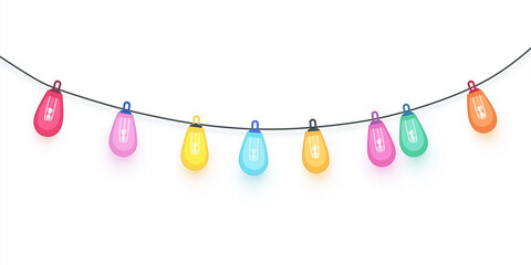 Poster - Colorful string lights hanging on a black wire creating a festive atmosphere