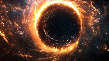 Wall Mural - a mysterious, infinite black hole with swirling energy and glowing edges.