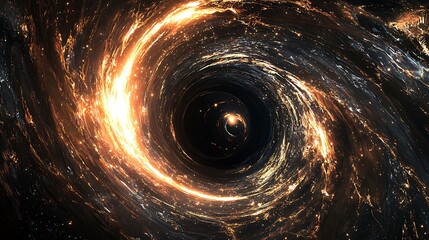 Wall Mural - a mysterious, infinite black hole with swirling energy and glowing edges.