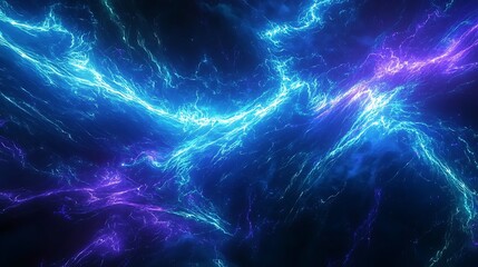 Wall Mural - a mysterious, infinite expanse of electric blue and purple energy streams.