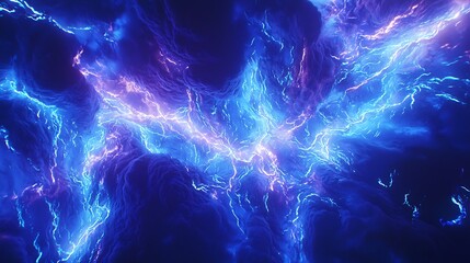 a mysterious, infinite expanse of electric blue and purple energy streams.