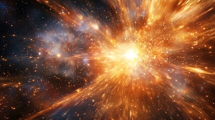 Wall Mural - a mysterious, infinite landscape of cosmic energy and radiant particles in space.