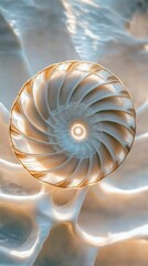 Sticker - Nautiloid Shell Spiral Illuminated By Light