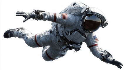 Aufkleber - Astronaut floating in space, wearing a spacesuit with American flag patches, arms outstretched.