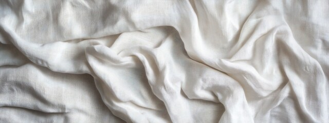 Aufkleber - Soft, crumpled, white fabric texture background.