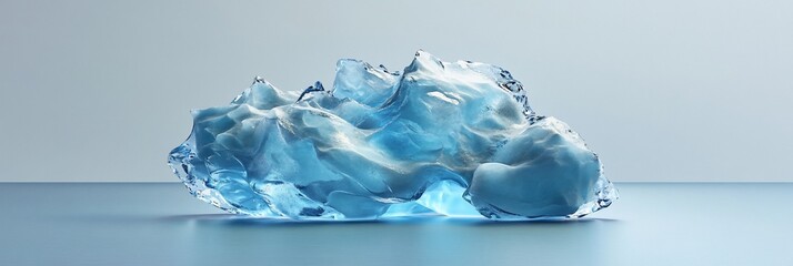 Aufkleber - Abstract blue ice sculpture on a reflective surface.