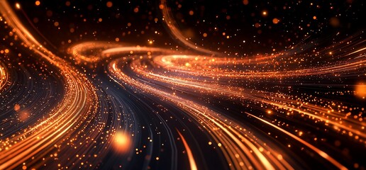 Poster - Abstract swirling lines with glowing particles create a dynamic visual effect.