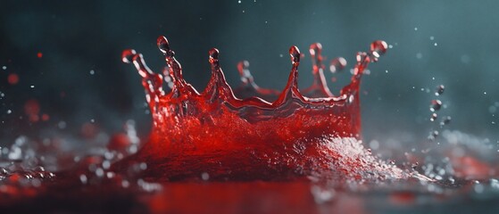 Poster - Red liquid crown splash.