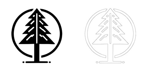 Poster - Pine Tree Logo Design:  A minimalist and modern pine tree logo design in black and white, perfect for businesses seeking a natural and timeless look.  