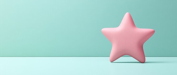 Poster - Pink star shape on a teal background.
