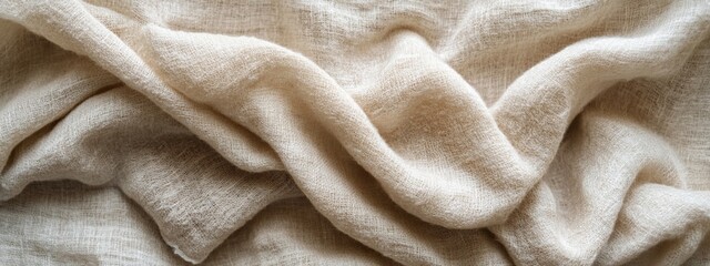 Poster - Soft, beige fabric with natural texture and folds.