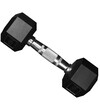 © Brandon - Mancuerna hexagonal de gimnasio negra con agarradera de metal sobre fondo transparente