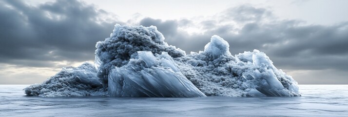 Aufkleber - Dramatic iceberg in frigid ocean under cloudy sky.