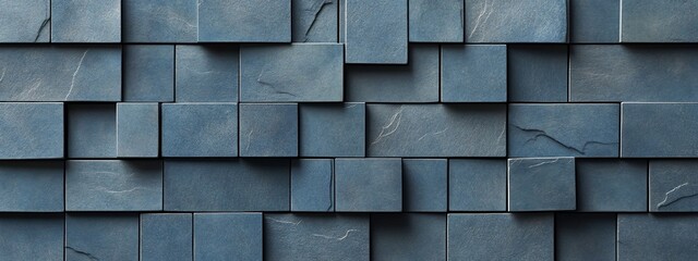 Aufkleber - Abstract blue cube stone wall texture background.