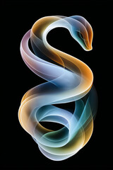Poster - Interplay of colors and forms creating abstract snake on black background