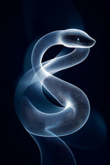 Poster - Wireframe snake slithering in digital darkness, artificial intelligence concept